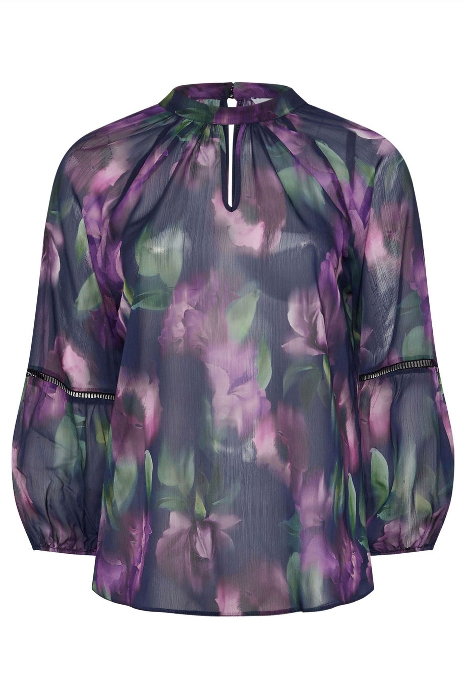 YOURS LONDON Curve Purple Floral Crochet Trim Blouse