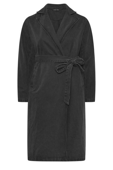 Yours Limited Collection Curve Black Washed Belted Denim Trench Coat