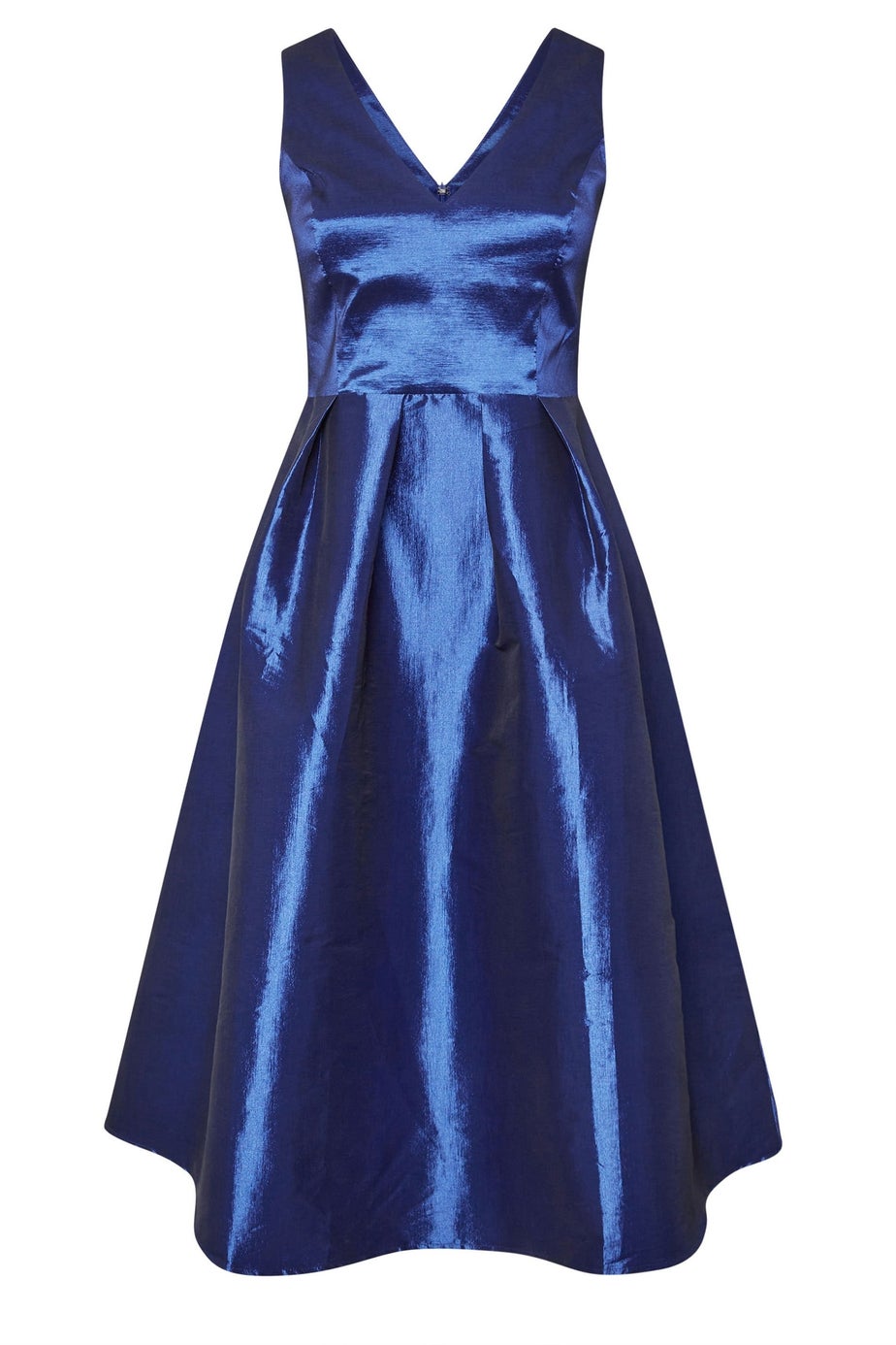 Yours London Curve Navy Blue Pleated V-Neck Midi Prom Dress