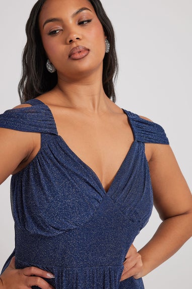 Yours London Curve Navy Blue Metallic Midaxi Dress