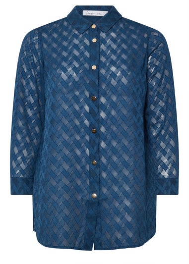 Yours London Curve Blue Textured Longline Shirt
