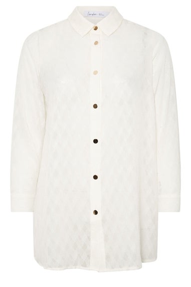 Yours London Curve White Textured Longline Shirt
