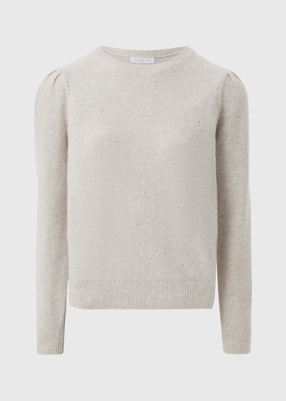 Oatmeal Sequin Yarn Jumper