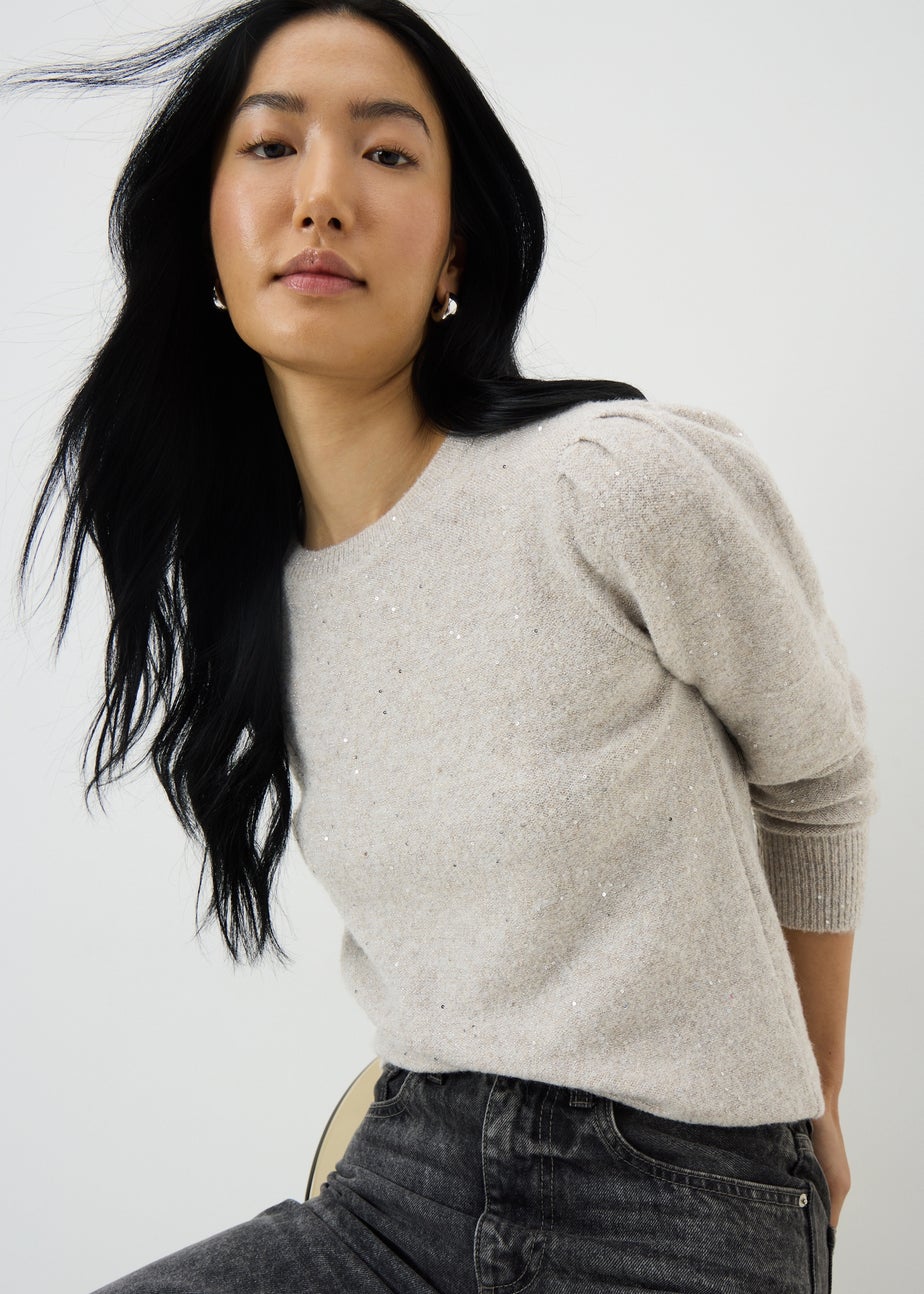 Oatmeal Sequin Yarn Jumper