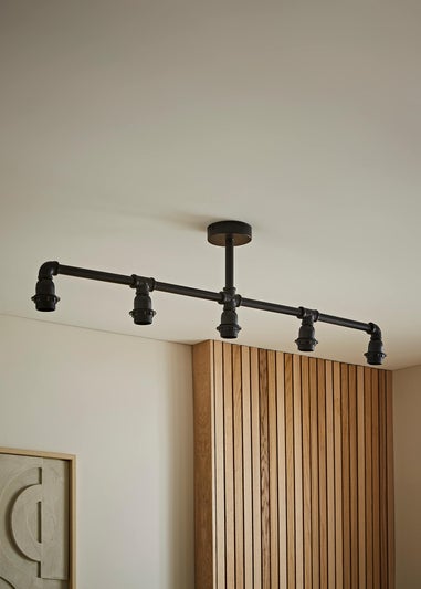 ValueLights Luiggi Black 5 Way Bar Ceiling Light