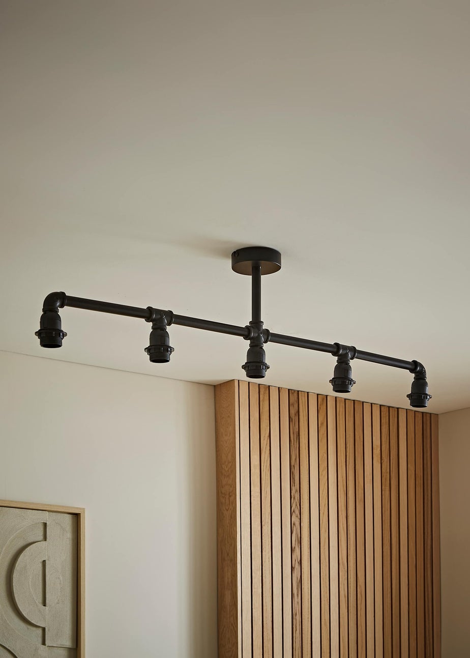 ValueLights Luiggi Black 5 Way Bar Ceiling Light