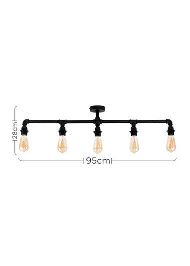 ValueLights Luiggi Black 5 Way Bar Ceiling Light