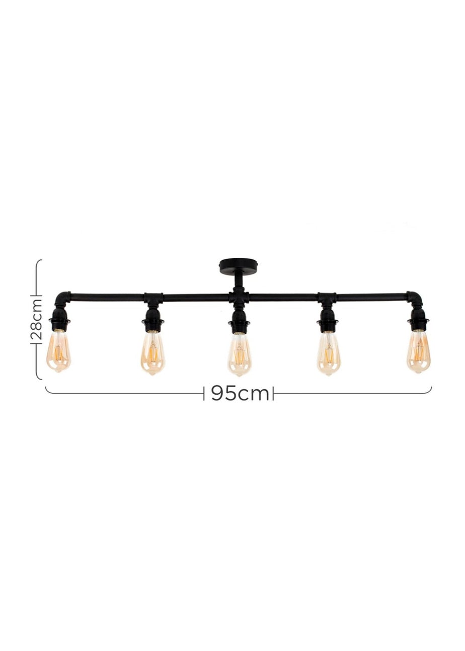 ValueLights Luiggi Black 5 Way Bar Ceiling Light