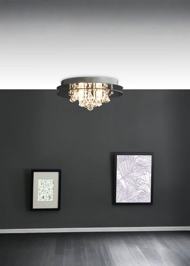 ValueLights Ricardo Brushed Chrome 3 Way Frosted Shades Ceiling Light