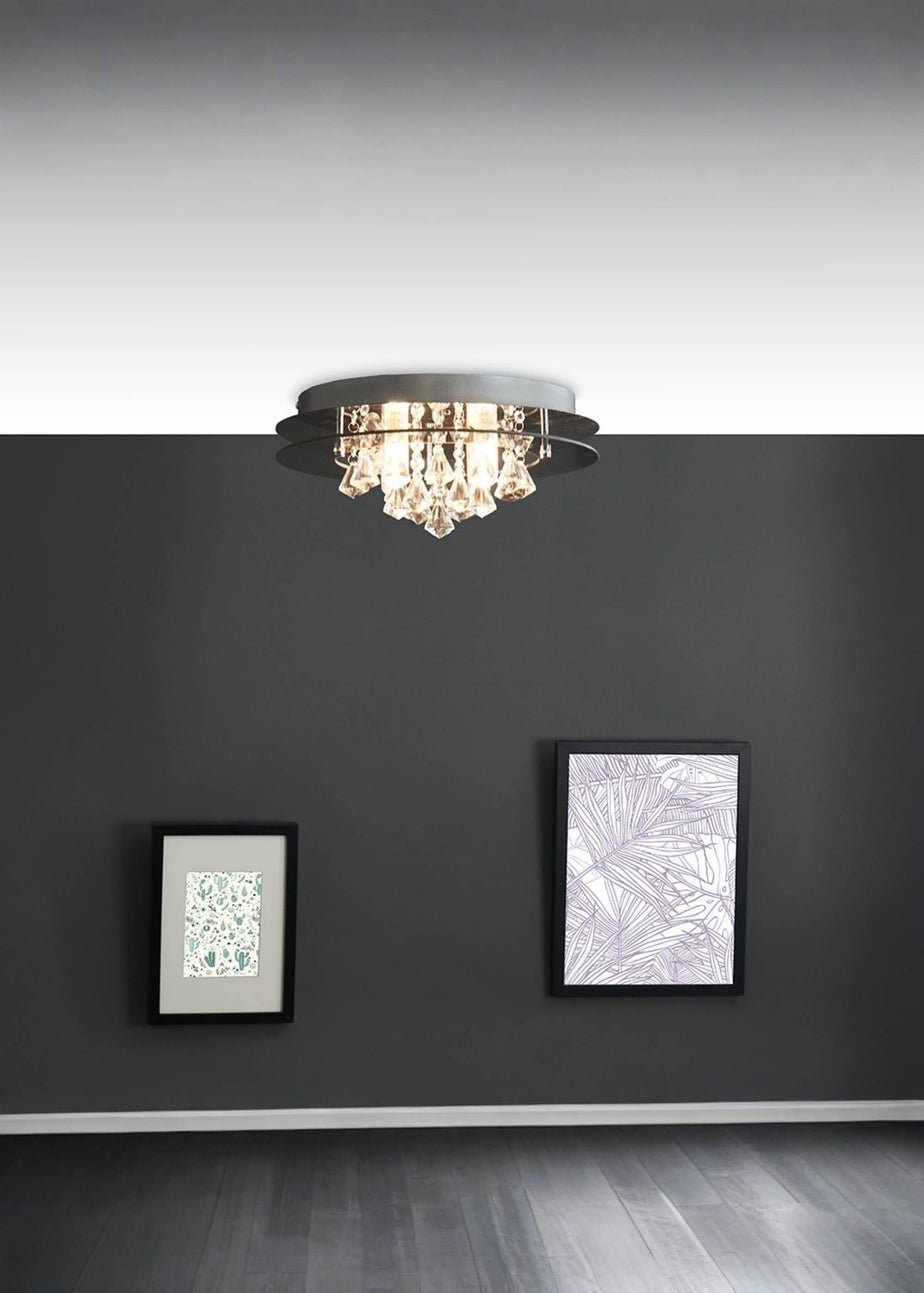 ValueLights Ricardo Brushed Chrome 3 Way Frosted Shades Ceiling Light