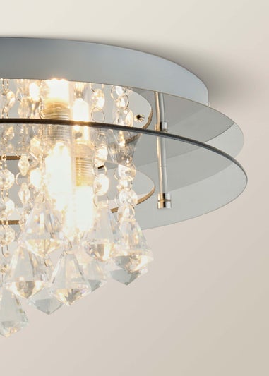 ValueLights Ricardo Brushed Chrome 3 Way Frosted Shades Ceiling Light