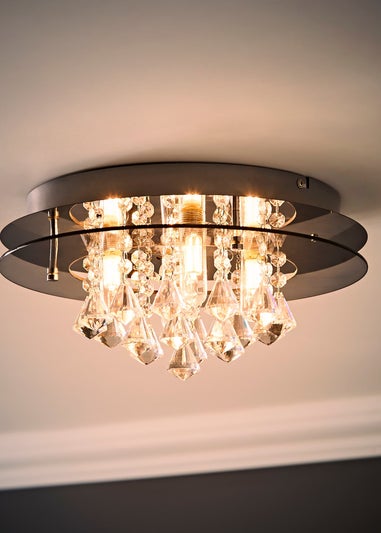 ValueLights Ricardo Brushed Chrome 3 Way Frosted Shades Ceiling Light