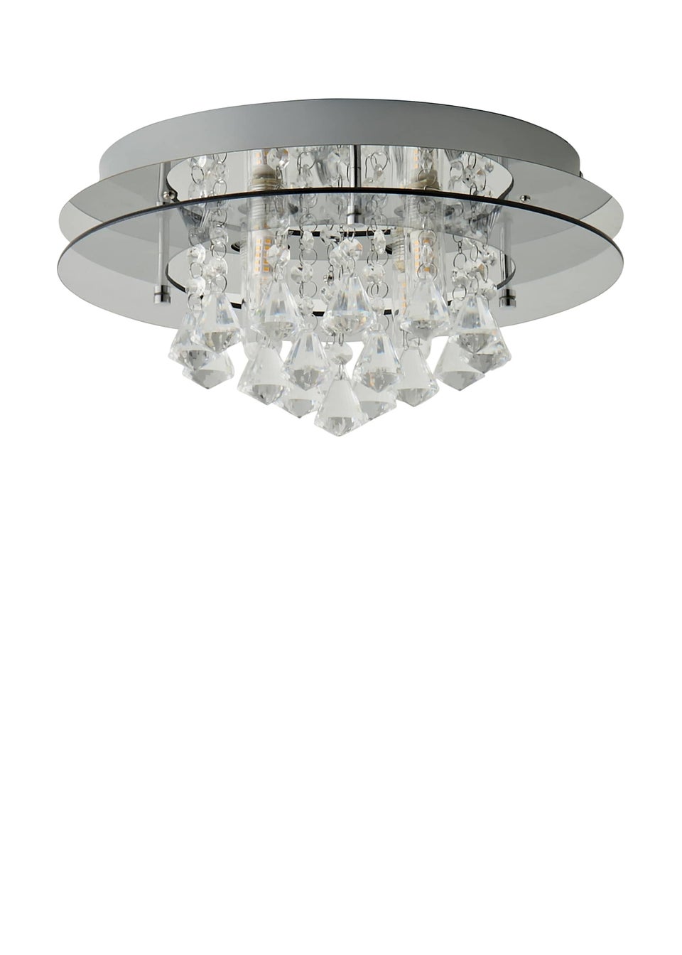 ValueLights Ricardo Brushed Chrome 3 Way Frosted Shades Ceiling Light