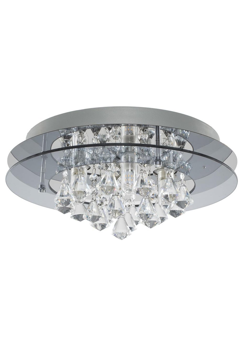 ValueLights Ricardo Brushed Chrome 3 Way Frosted Shades Ceiling Light
