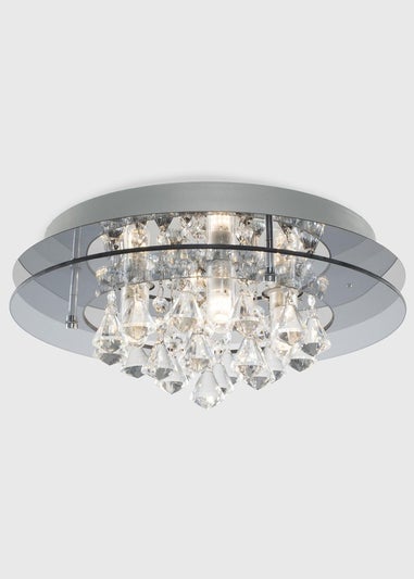 ValueLights Ricardo Brushed Chrome 3 Way Frosted Shades Ceiling Light