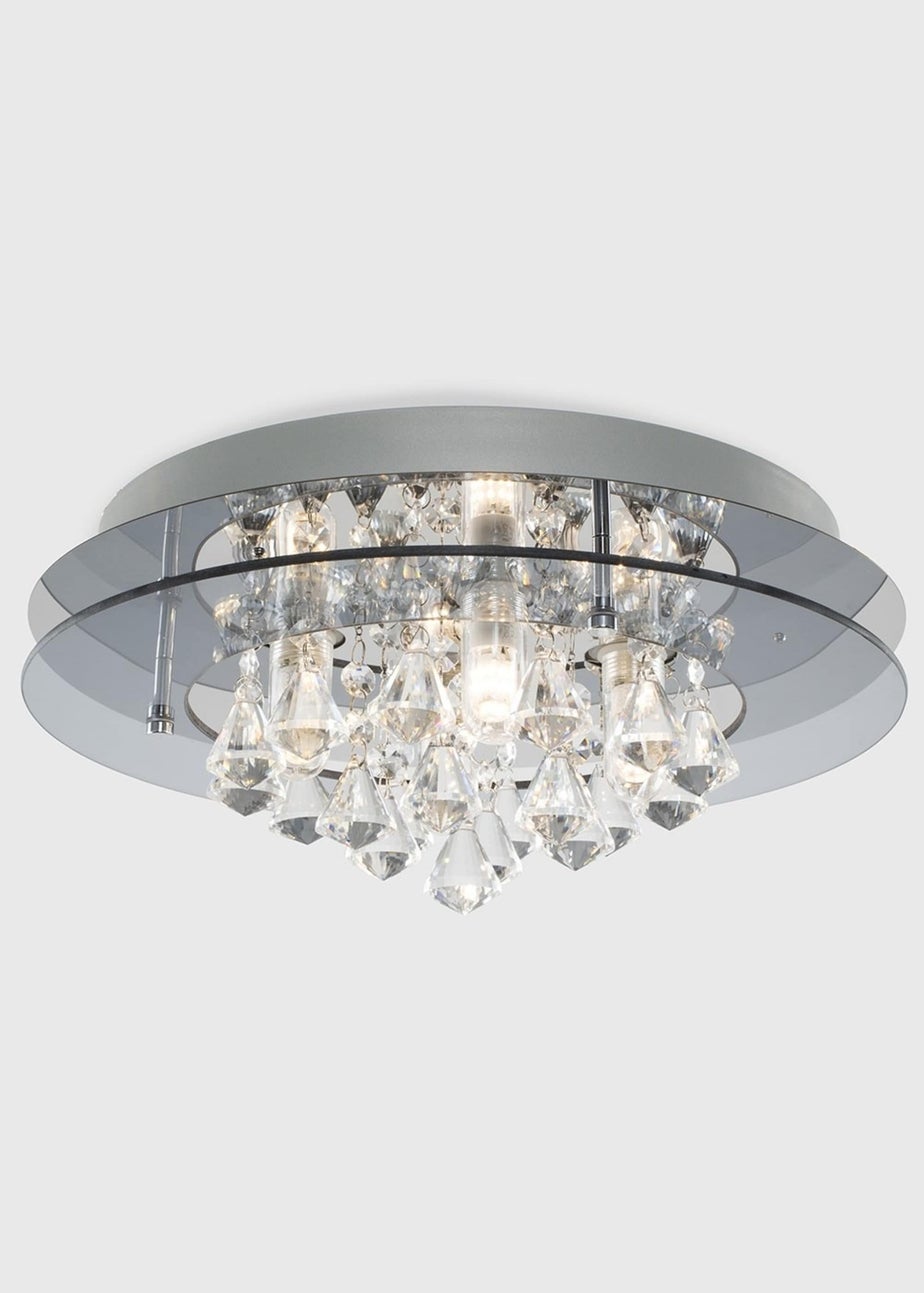ValueLights Ricardo Brushed Chrome 3 Way Frosted Shades Ceiling Light