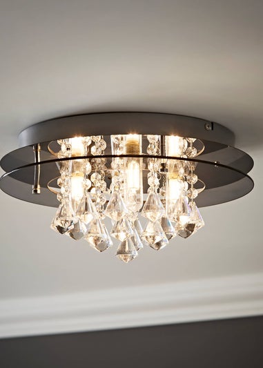 ValueLights Ricardo Brushed Chrome 3 Way Frosted Shades Ceiling Light