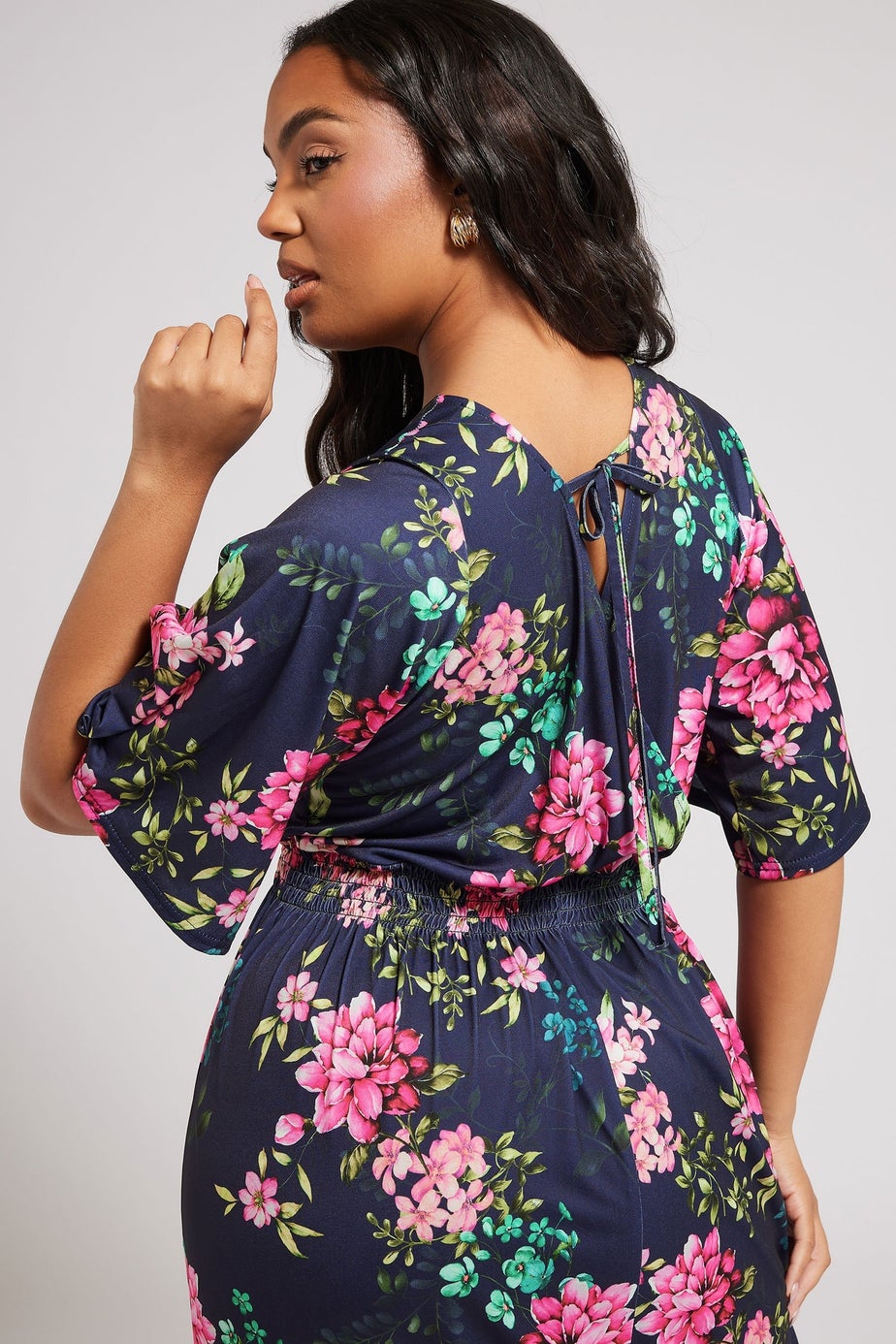 Yours London Curve Navy Blue Floral Print Maxi Dress