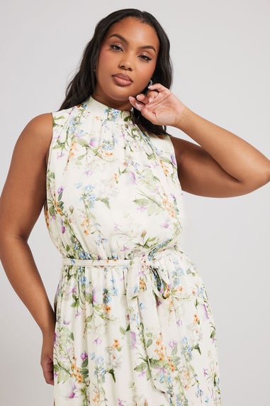 Yours London Curve Ivory White Floral Tiered Maxi Dress