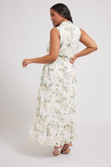 Yours London Curve Ivory White Floral Tiered Maxi Dress