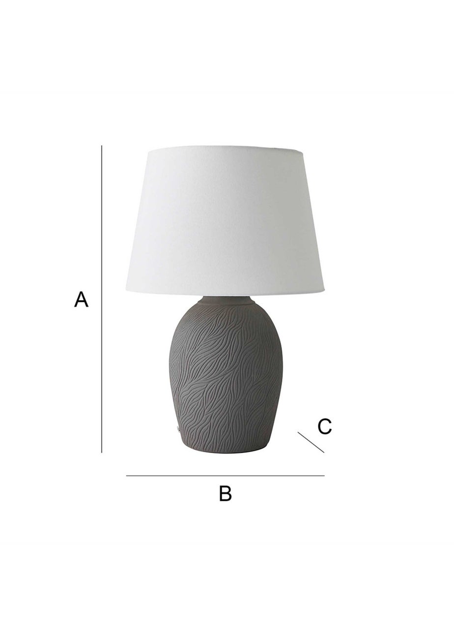 ValueLights Clint Large Grey Ceramic Table Lamp Linen Shade