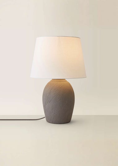 ValueLights Clint Large Grey Ceramic Table Lamp Linen Shade