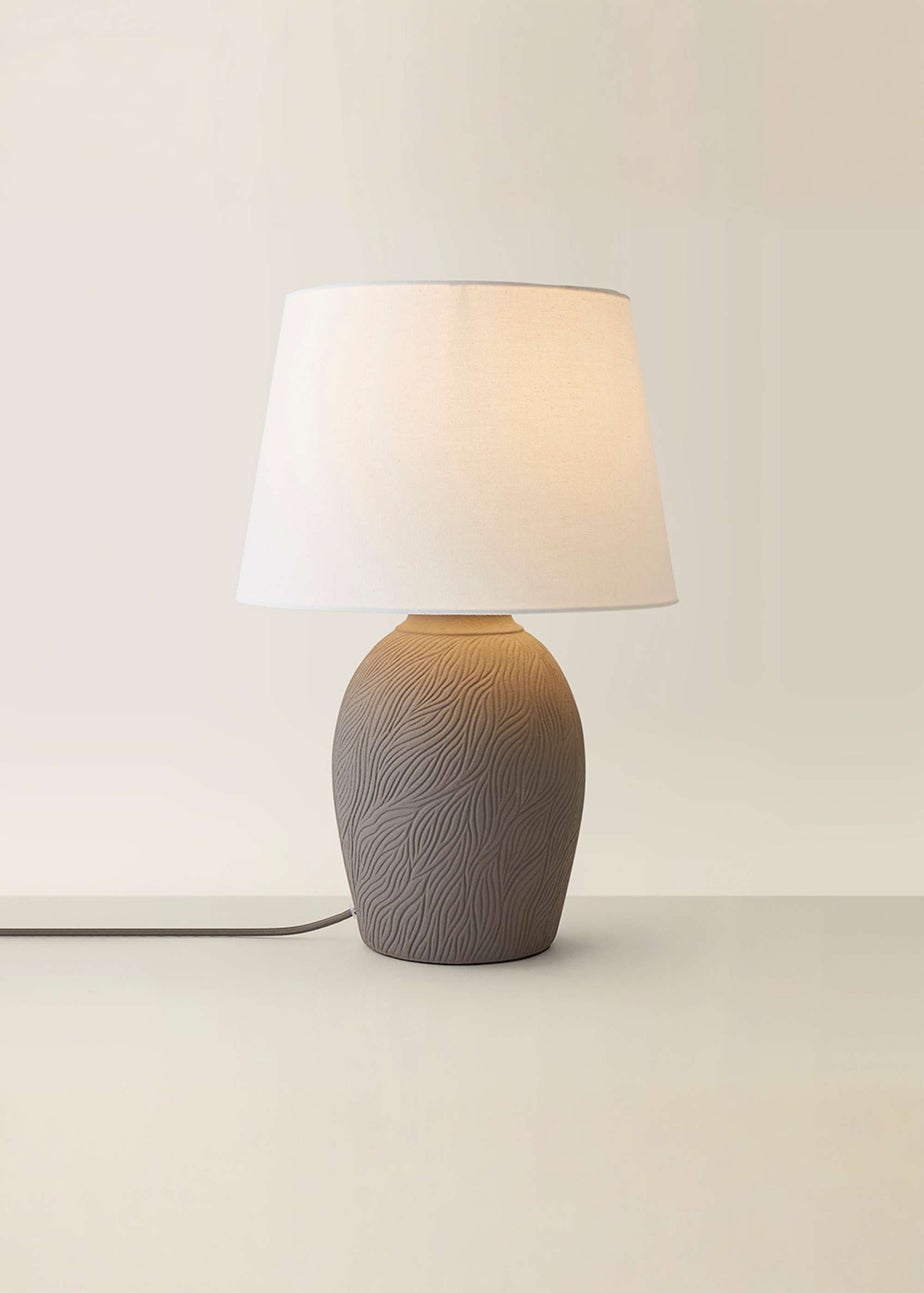 ValueLights Clint Large Grey Ceramic Table Lamp Linen Shade