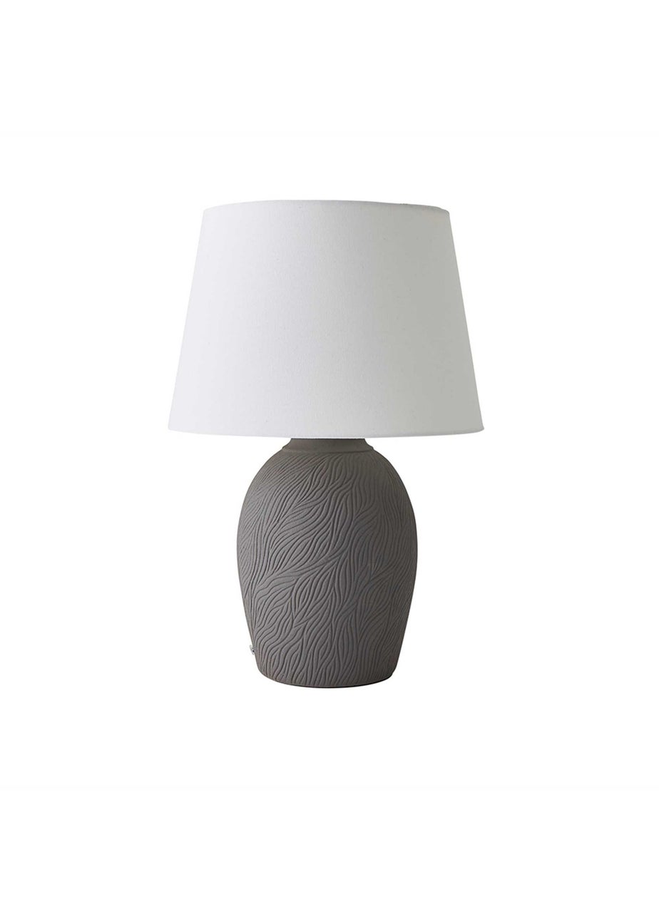 ValueLights Clint Large Grey Ceramic Table Lamp Linen Shade