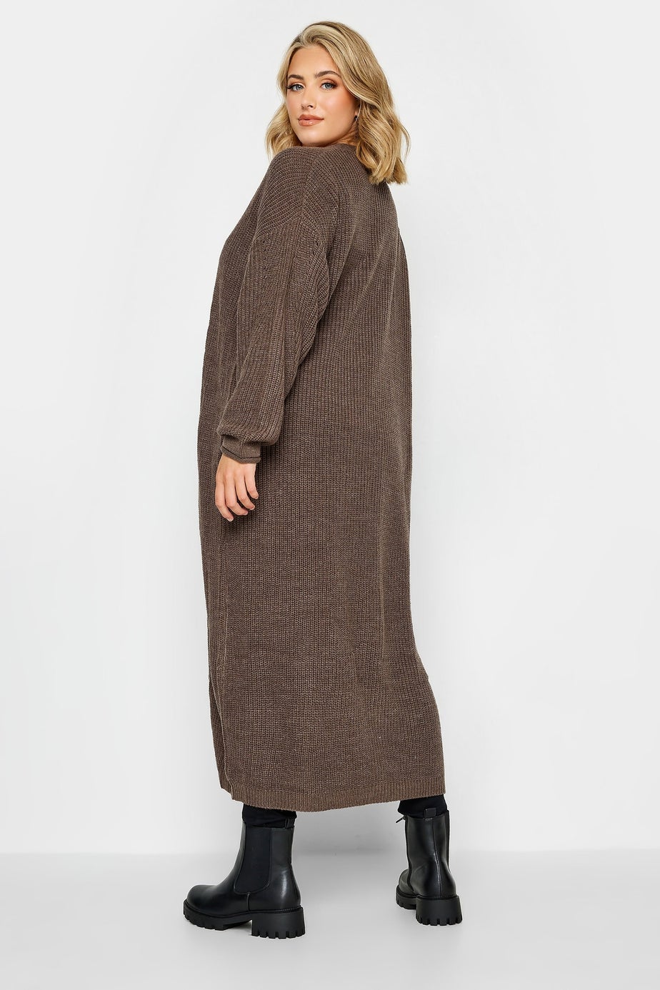 Yours Curve Natural Brown Longline Cardigan