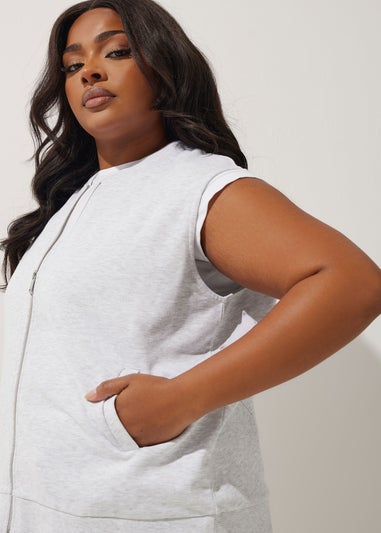 LIMITED COLLECTION Curve Grey Sleeveless Jersey Bomber Jacket