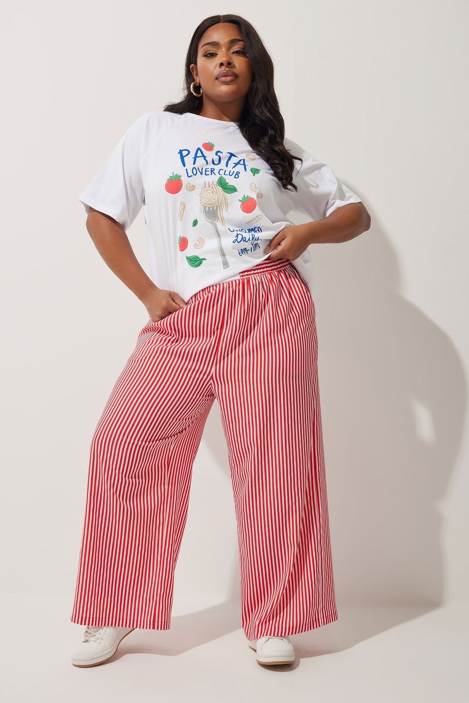 Yours Limited Collection Curve Red Stripe Boxer Waist Trousers