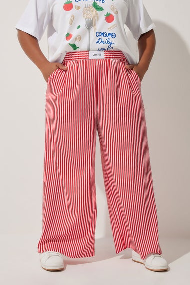 Yours Limited Collection Curve Red Stripe Boxer Waist Trousers