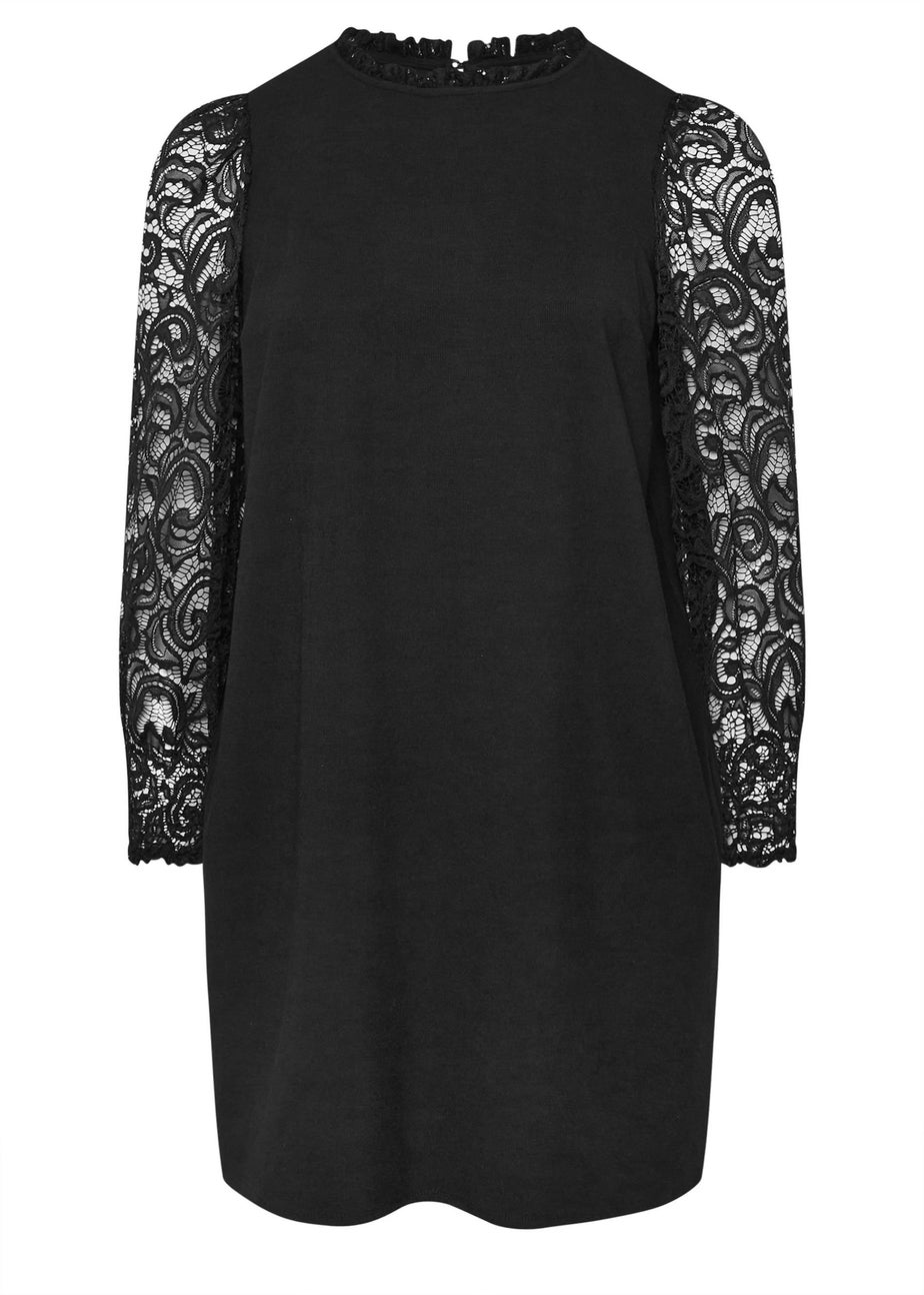 Yours Curve Black Lace Sleeve Mini Dress
