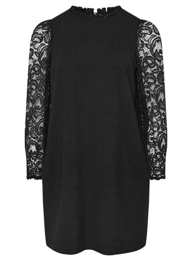 Yours Curve Black Lace Sleeve Mini Dress