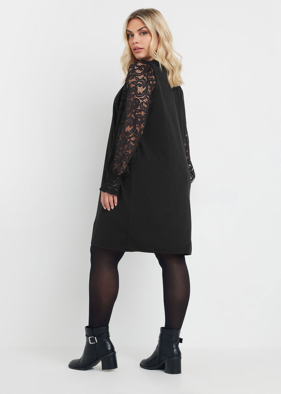 Yours Curve Black Lace Sleeve Mini Dress