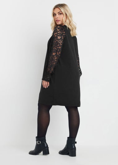 Yours Curve Black Lace Sleeve Mini Dress