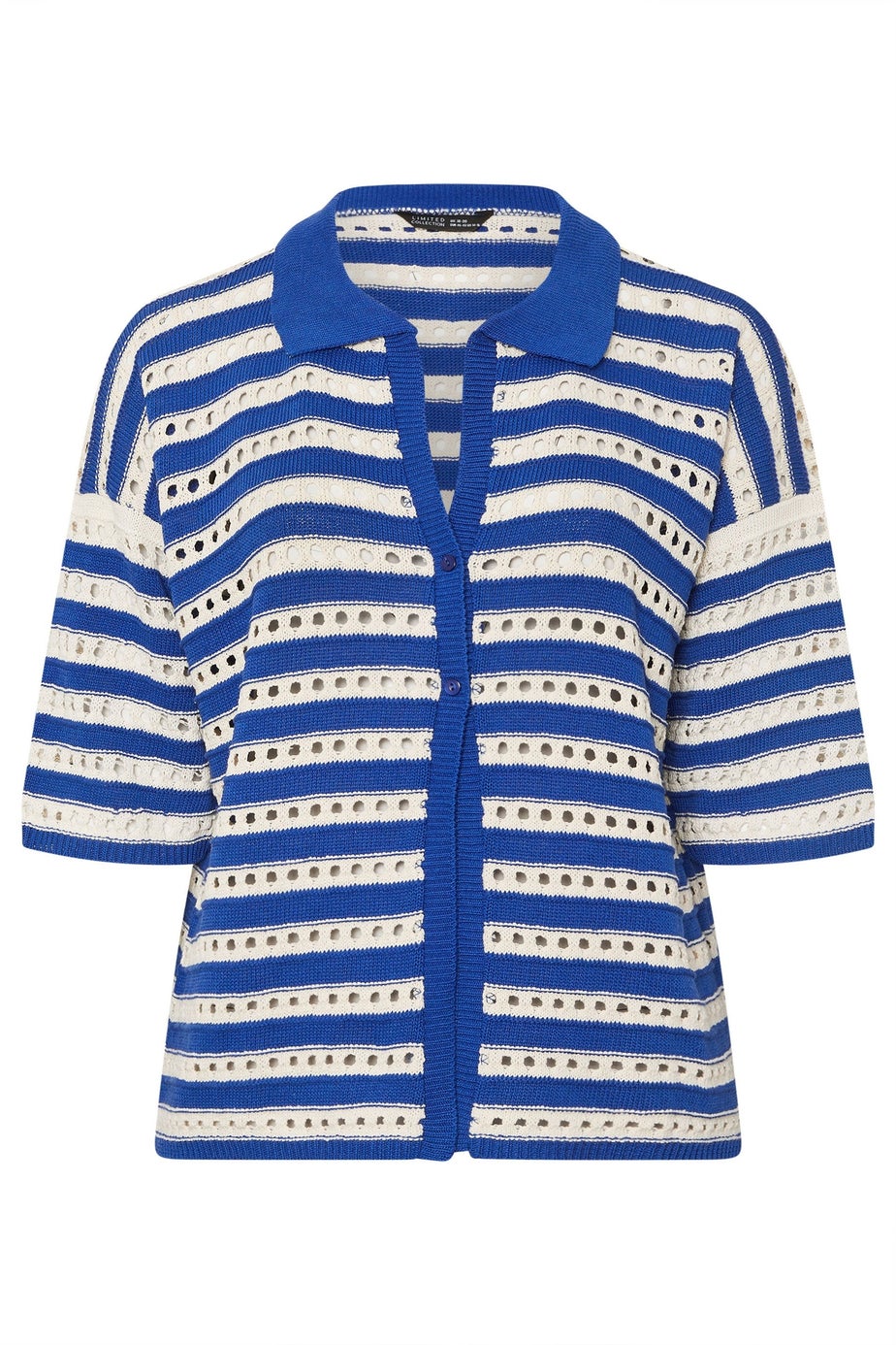 LIMITED COLLECTION Curve Blue & White Stripe Crochet Shirt