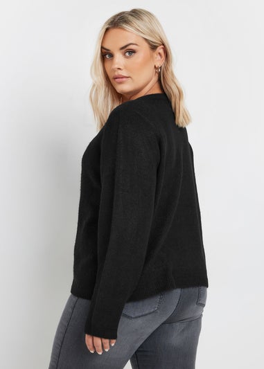 Yours Curve Black Button Through Cardigan