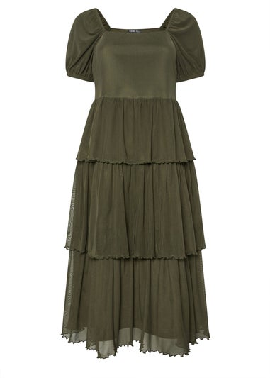 Yours Curve Khaki Green Tiered Maxi Dress