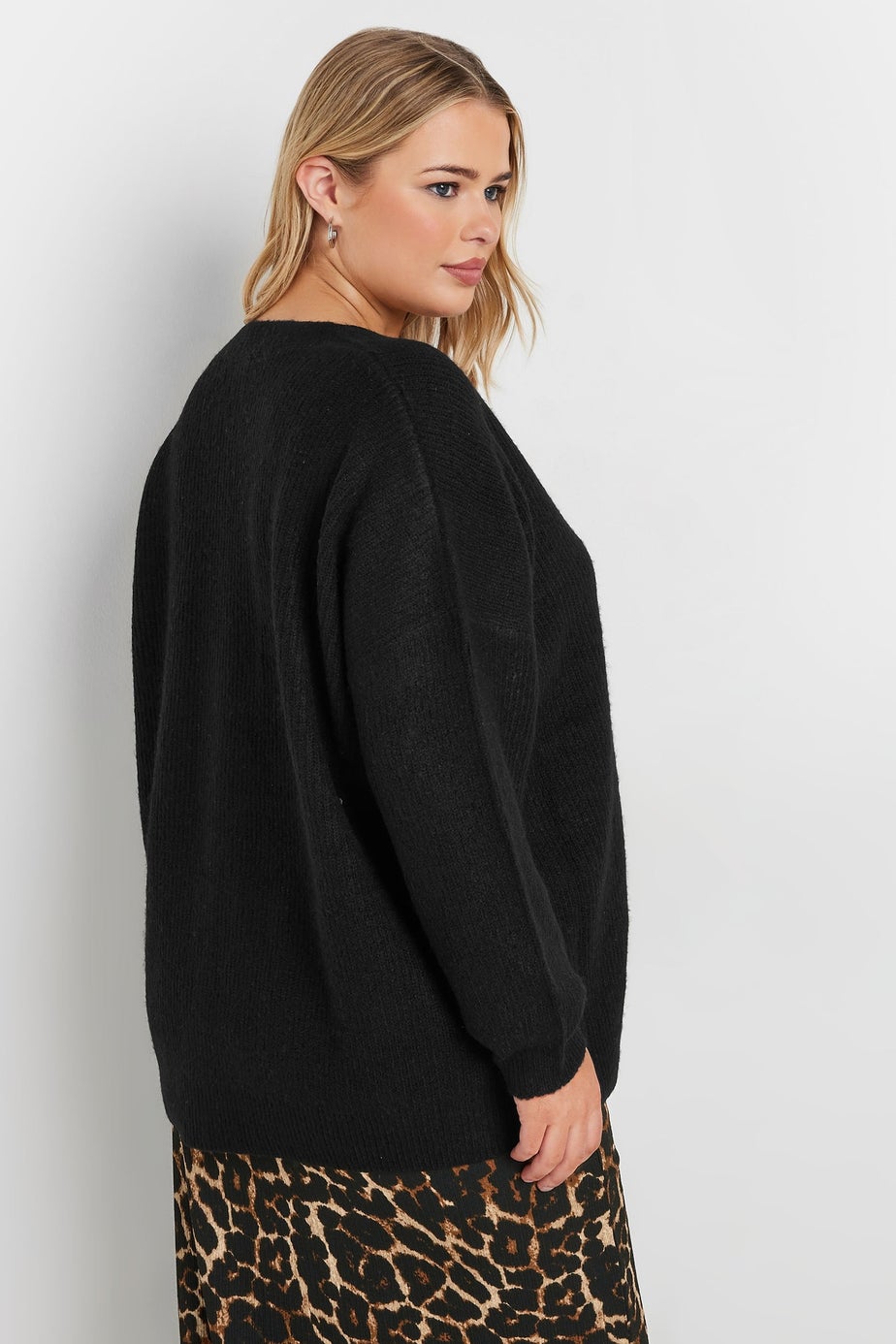 Yours Curve Black Knitted Toggle Cardigan