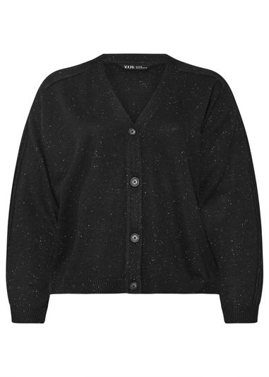 Yours Curve Black Speckled Button Through Cardigan