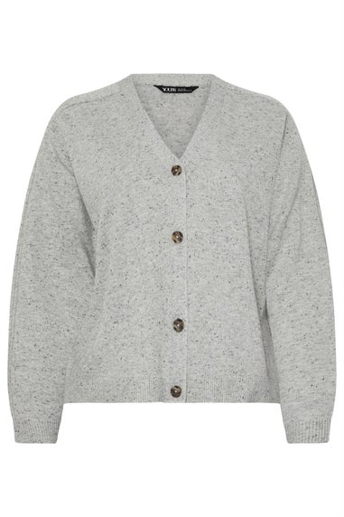 Yours Curve Grey Speckled Button Through Cardigan