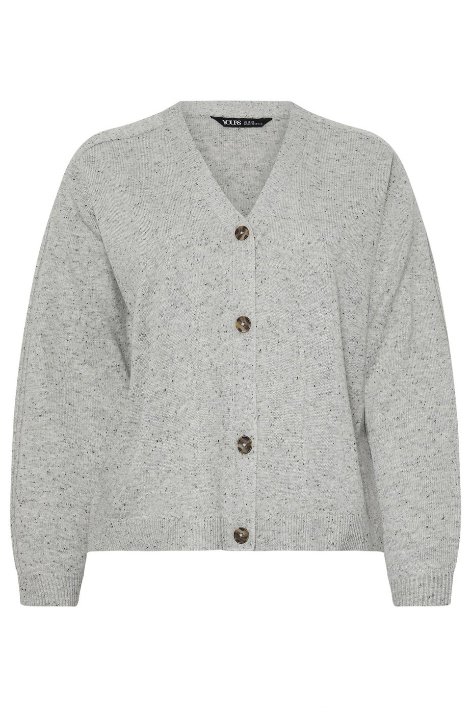Yours Curve Grey Speckled Button Through Cardigan