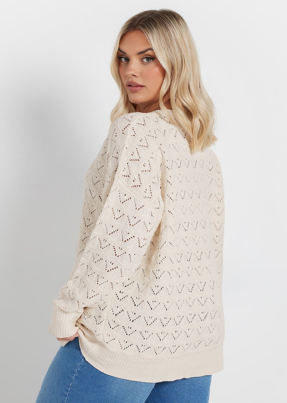 YOURS Curve White Crochet Chenille Jumper
