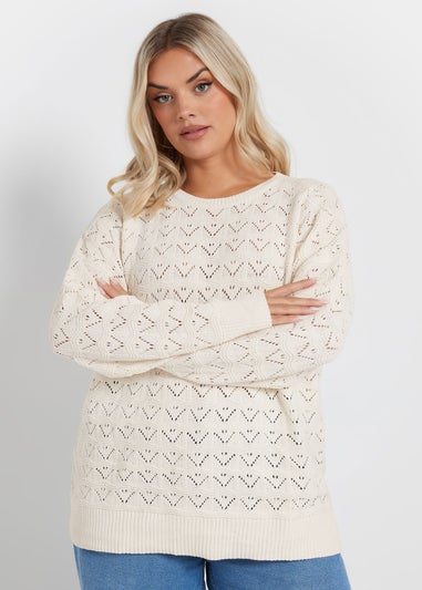 YOURS Curve White Crochet Chenille Jumper