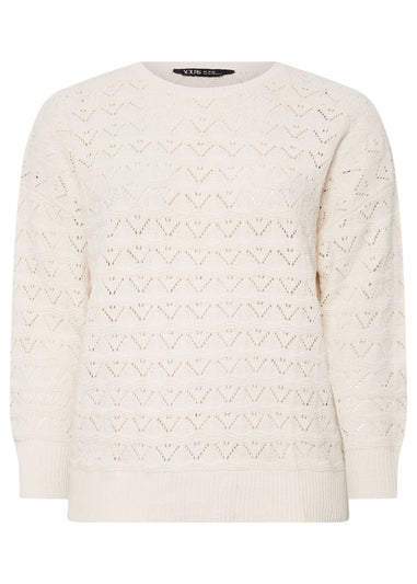 YOURS Curve White Crochet Chenille Jumper