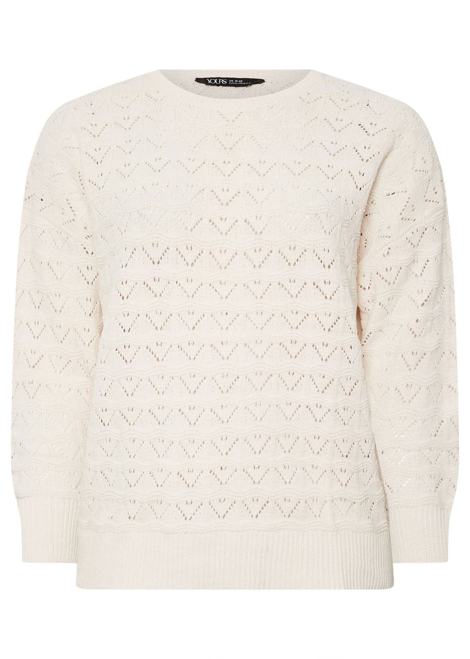 YOURS Curve White Crochet Chenille Jumper