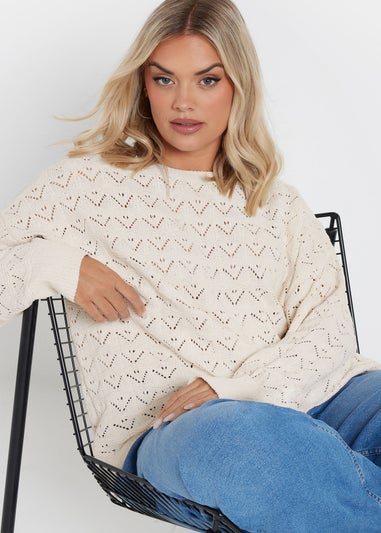 YOURS Curve White Crochet Chenille Jumper