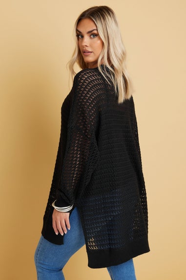 YOURS Curve Black Knitted Side Split Jumper
