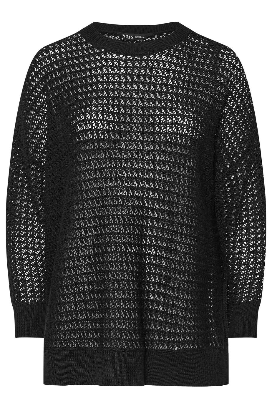YOURS Curve Black Knitted Side Split Jumper